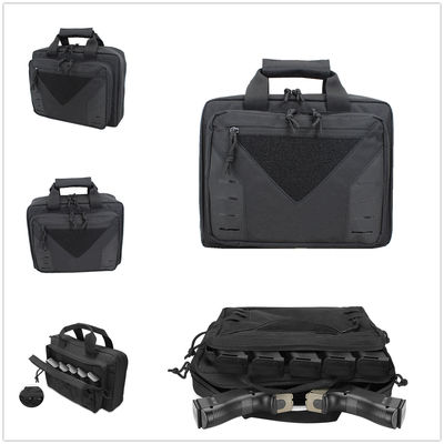 Lockable Leather Range Bag Pistol Soft Canvas Range Bag Double Layer