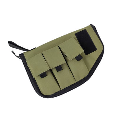 Nylon Pistol Gun Bag With 3 Mag Pocket- Army Green